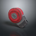 Practical Red Round Household Daily Use Item With White Logo And Gray Handle