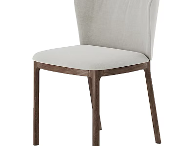 Modern Light Gray Fabric Dining Chair with Dark Brown Wooden Legs and Minimalist Design 3d model