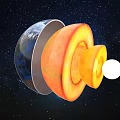 Earth's Structure Cross-Section Showing Layers With Starry Space Background