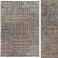 Square Carpet With Interlocking Geometric Stripes In Neutral Tones For Modern Home Decor