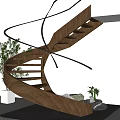 Spiral Staircase Modern Interior Design With Wooden Steps And Glass Railing