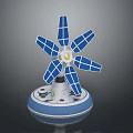 Solar Device Featuring Blue Panel Blades White Emblem And Circular Base 3d model