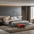 Poliform BRERA Bedroom Double Bed Leather Double Bed 3d model