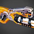 Advanced Futuristic Sci-Fi Weapon With Yellow White Mechanical Grip Barrel And Energy Chamber