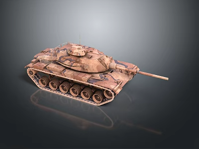 Detailed Military Tank Model With Camouflage Paint Gun Barrel Tracks And Reflective Surface 3d model