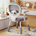 Cute Panda Design Kids Armchair With Gray Cushion White Frame Gray Legs In Children's Room