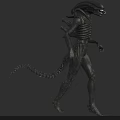 Sci Fi Alien Creature Character With Large Head Skeletal Body And Glowing Eyes