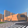 Modern Geometric Residential Buildings Architectural Exterior Design With Surrounding Roads And Green Spaces
