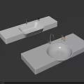 Modern White Washbasin Design With Sleek Countertop And Brushed Gold Faucet