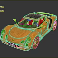 Orange Sports Car 3D Model With Sleek Body Black Roof And Stylish Wheels