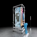 Shopping Mall Clothing Store Featuring Mannequin Wearing Blue Jacket And Display Stand With Letter Decor