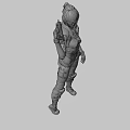 Woman In Futuristic Advanced Tech Armor Holding Gun Against Dark Background