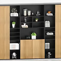 Modern Wooden Bookcase With Multiple Open Shelves Books Decorative Items And Potted Plants