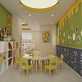 Colorful Café Interior With Happy Insist Shine Positive Quotes Smiley Face White Chairs And Tables