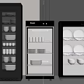 Modern Haier Kitchen Appliances with Transparent Doors Storing Dishes Inside