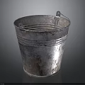 Vintage Rusty Metal Bucket With Iron Handle And Weathered Surface