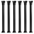 Six Black Classical Roman Columns With Ornate Capitals And Vertical Grooves