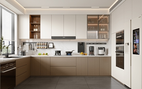 Modern Kitchen U-shaped Kitchen Semi-open Kitchen 3d model