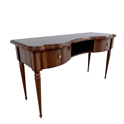 Classic Solid Wood Desk With Elegant Leg Design And Drawer Storage 3d model