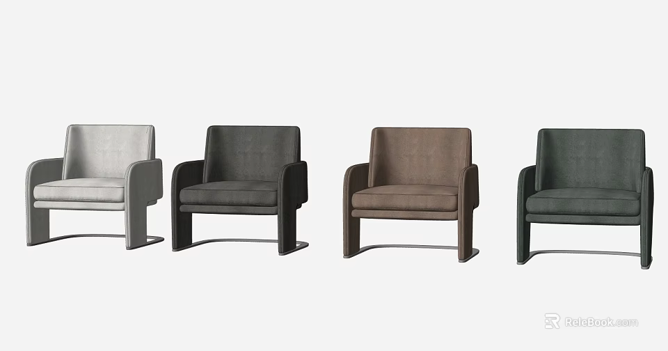 Modern Minimalist Single Sofa With Multiple Colors Fabric Upholstery And Armrests 3d model 