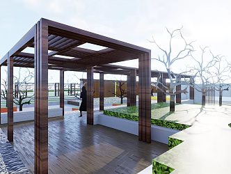 Modern gallery landscape 3d model