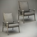 Modern Minimalist Armchair With Wooden Frame And Beige Linen Fabric For Living Room