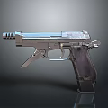 Modern Metallic Pistol Featuring Silver Barrel Dark Grip And Detailed Design