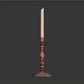 Red Carved Candle Holder With Beige Candle As Daily Household Decor