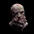 Game Movie Character Detailed Head Sculpture With Wrinkled Face And Curly Beard