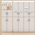 Practical White Storage Lockers With Multiple Compartments Labels And Control Panels 3d model