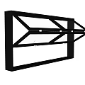 Black Metal Wall Mounted Organizer With Geometric Frame Hooks And Shelf