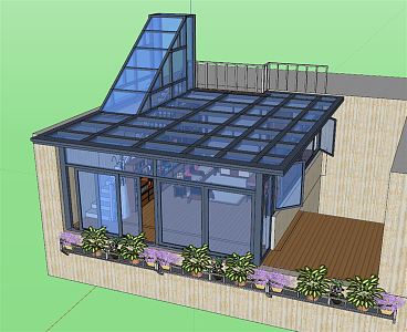 Modern sun room villa balcony canopy glass shed outdoor envelope 3d model