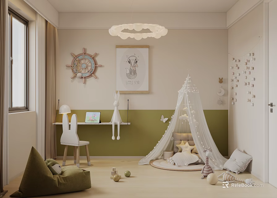 Cozy Playroom With Canopy Tent And Playful Decor 3d model 