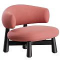 Modern Pink Single Sofa with Rounded Armrests and Black Wooden Legs