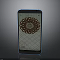 Modern Smartphone With Blue Frame Decorative Screen Pattern And Time