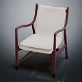 Comfortable Modern Leisure Chair With Wooden Frame White Cushioned Seat And Armrests