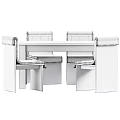 Modern Dining Table And Chairs Set With Wooden Frame And Gray Upholstered Seats