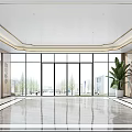 Bright Spacious Modern Hospital Outpatient Clinic Lobby With Large Windows Green Plants And Reception Desk