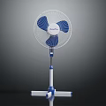 Modern Standing Fan With White And Blue Design And Stable Base And Stand Structure 3d model