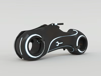 Futuristic Black Motorcycle With LED Light Strips Sleek Body And Unique Wheel Design 3d model
