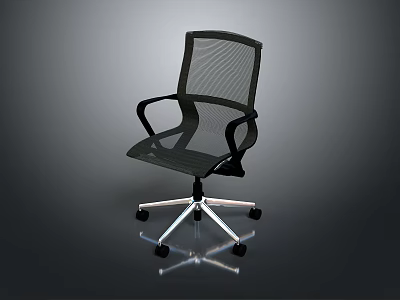 Ergonomic Black Mesh Office Chair With Armrests And Five Star Base Wheels 3d model