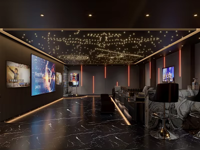 Modern Luxury KTV Room with Screens and Ambient Lighting 3d model