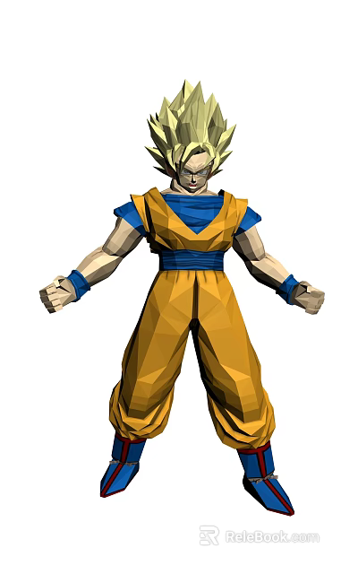 Game Movie Character With Blonde Hair Yellow Combat Suit Blue Inner Shirt Battle Stance 3d model 