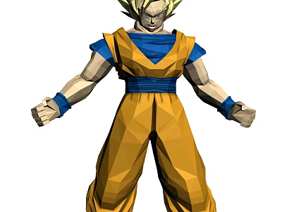 Game Movie Character With Blonde Hair Yellow Combat Suit Blue Inner Shirt Battle Stance 3d model