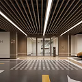 Premium Modern Underground Parking Lot With Elegant Residential Entrance Lobby And Clear Navigation Signs