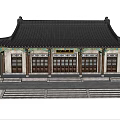 Traditional Chinese Architecture with Classic Curved Roof Overhanging Eaves And Carved Wooden Windows