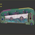 Futuristic Teal Gate Design With Mechanical Panels Circular Components Number 42 And Red Lights