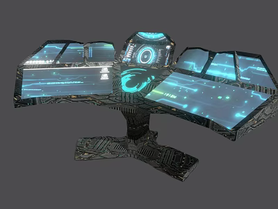 Futuristic Tech Console With Illuminated Screens Metal Stand And 3D Design 3d model