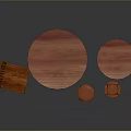 Wooden Dining Furniture Set With Round Table Chair And Small Stools