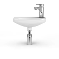 Modern Bathroom Accessories Featuring White Ceramic Basin With Chrome Faucet And Drain Pipe Fixture